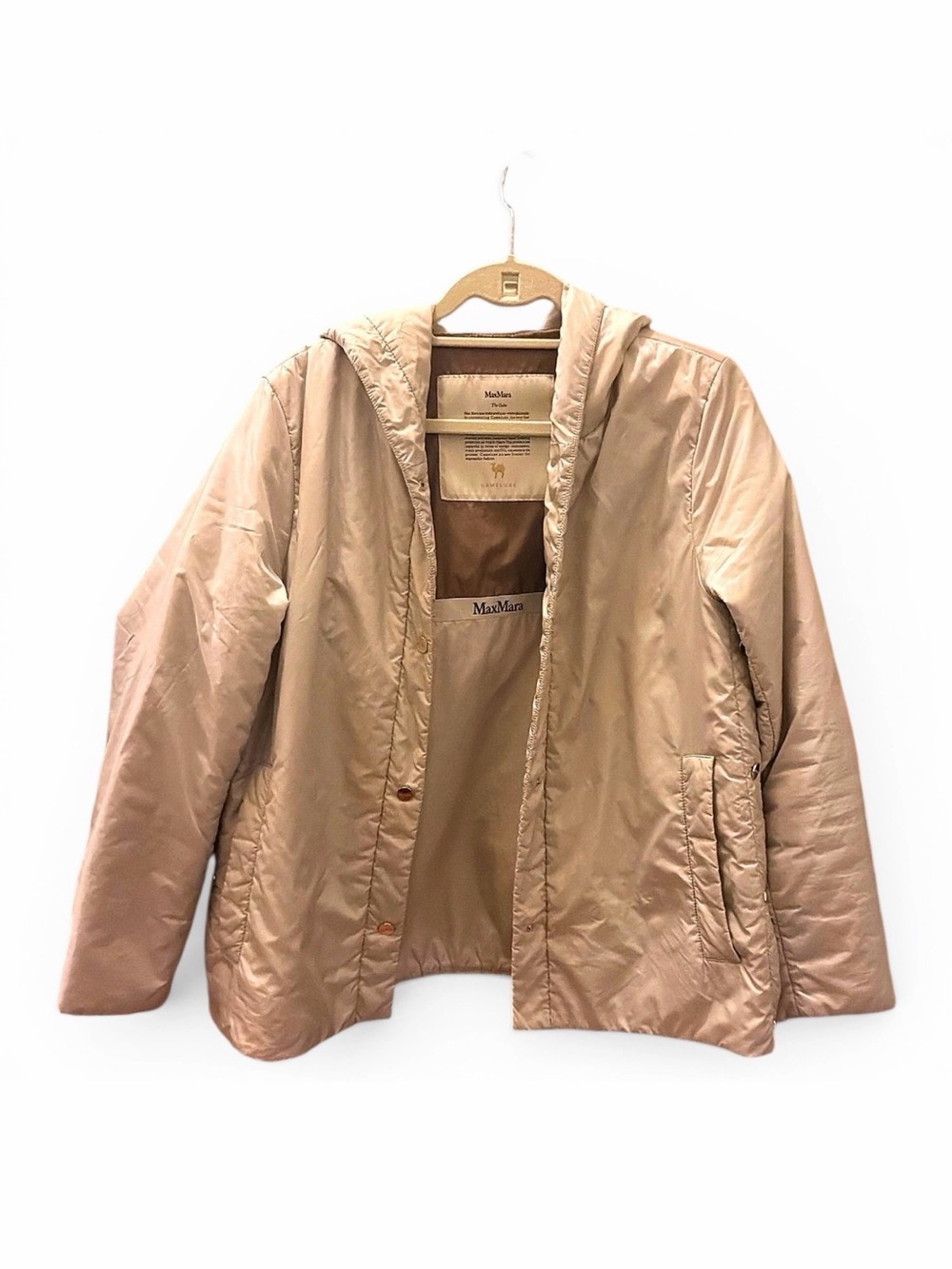 MaxMara Light Beige Hooded Puffer Jacket